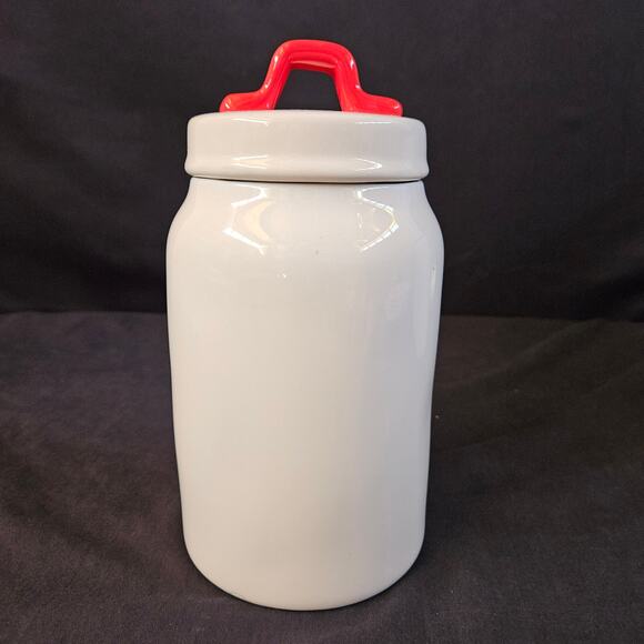 Rae Dunn Collection White Jar With Lid Red Heart Accent Valentines Canister - Picture 3 of 11